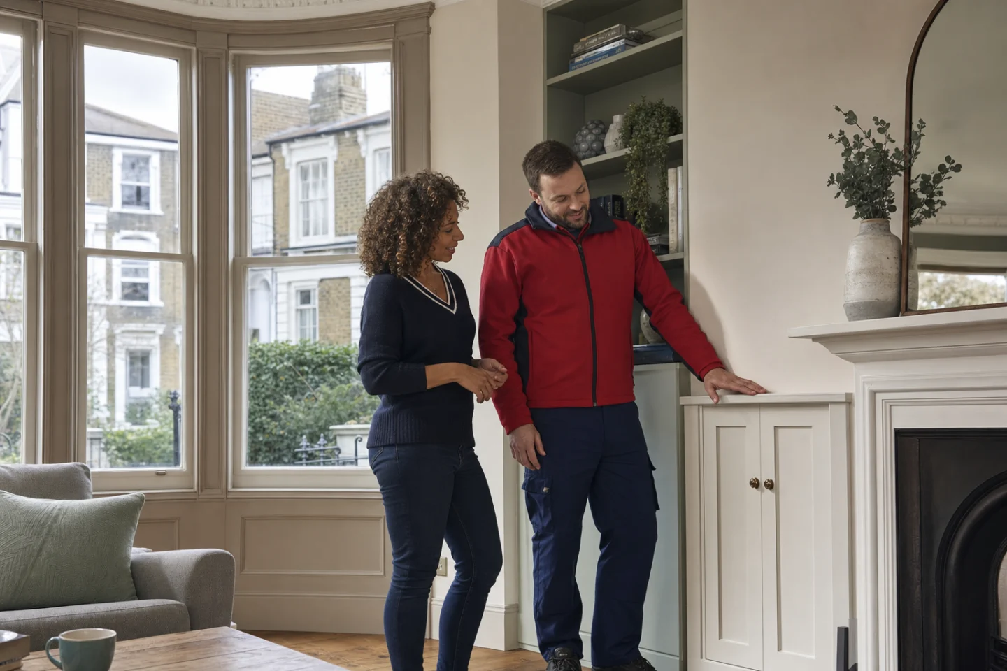 A London homeowner reviewing completed repairs with our specialist